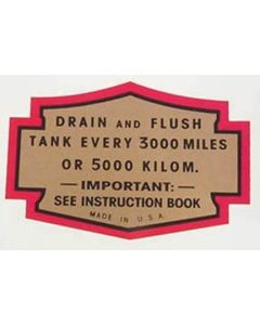 DRAIN NOTICE DECAL 1936 Knuckle Oil Tank